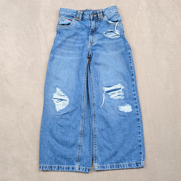 Tommy Hilfiger Y2K Wide Leg Carpenter Jeans 8 Blue Distressed Baggy Skater Pant — photo 2